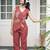 Elegance in Rust: Hand-Embroidered Floral Linen Co-Ord Set