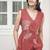 Elegance in Rust: Hand-Embroidered Floral Linen Co-Ord Set