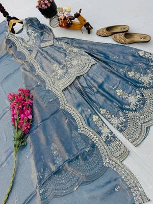 Designer short kurti & sharara set with scallop dupatta 4