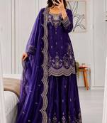 Designer short kurti & sharara set with scallop dupatta
