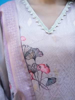 Women Floral Printed Regular Thread Work Kurta with Trousers & With Dupatta 2
