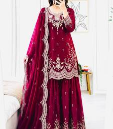 Designer short kurti & sharara set with scallop dupatta