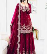 Designer short kurti & sharara set with scallop dupatta