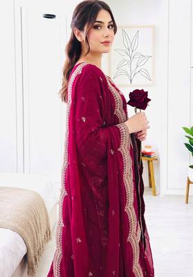 Designer short kurti & sharara set with scallop dupatta 2