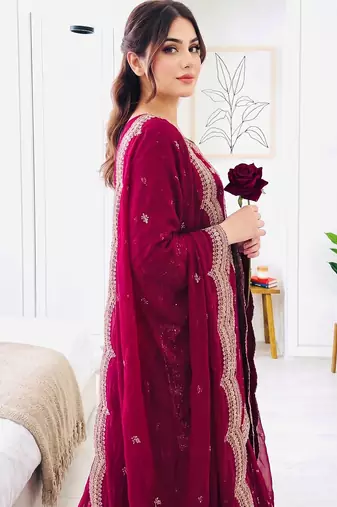 Designer short kurti & sharara set with scallop dupatta