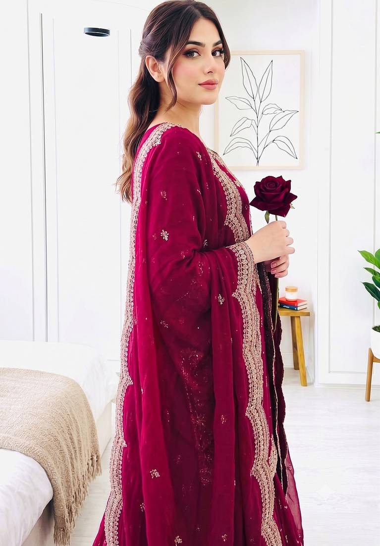 Designer short kurti & sharara set with scallop dupatta