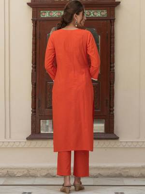 Women Ethnic Motifs Embroidered Regular Thread Work Pure Cotton Kurta with Trousers & With Dupatta 4