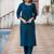 Floral Embroidered Boat Neck Straight Thread Work Pure Cotton Kurta with Trousers