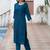 Floral Embroidered Boat Neck Straight Thread Work Pure Cotton Kurta with Trousers