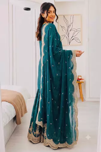 Designer short kurti & sharara set with scallop dupatta