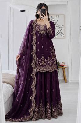 Designer short kurti & sharara set with scallop dupatta 1