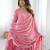 Pink georgette anarkali suit set with dupatta & pant for women
