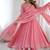 Pink georgette anarkali suit set with dupatta & pant for women