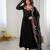 Women black georgette anarkali suit with heavy thread embroidery work, straight pant & dupatta set