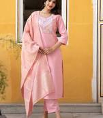 Women Floral Embroidered Kurta with Trousers & Dupatta