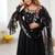 Women black georgette anarkali suit with heavy thread embroidery work, straight pant & dupatta set