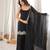 Partywear black strappy mirror work suit set