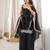Partywear black strappy mirror work suit set
