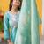 Floral Yoke Design Sequinned Chanderi Silk Straight Kurta With Trousers & Dupatta