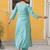 Floral Yoke Design Sequinned Chanderi Silk Straight Kurta With Trousers & Dupatta