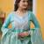 Floral Yoke Design Sequinned Chanderi Silk Straight Kurta With Trousers & Dupatta