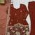 Rust embroidered kurti set with dupatta & pants