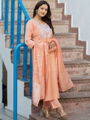 Women Ethnic Motifs Embroidered Regular Sequinned Kurta with Trousers & With Dupatta 3