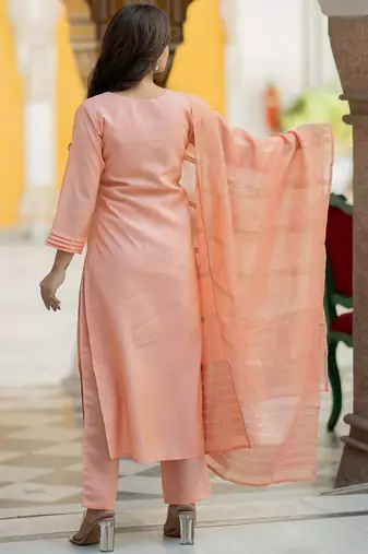 Women Ethnic Motifs Embroidered Regular Sequinned Kurta with Trousers & With Dupatta