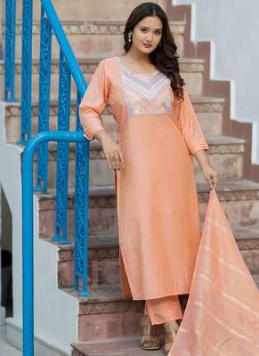 Women Ethnic Motifs Embroidered Regular Sequinned Kurta with Trousers & With Dupatta 5