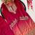 Rani pink chinon kurta pant set with real mirror work