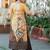 Floral Woven Design V-Neck Zari Work Straight Kurta With Trousers & Dupatta