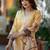 Floral Woven Design V-Neck Zari Work Straight Kurta With Trousers & Dupatta