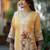 Floral Woven Design V-Neck Zari Work Straight Kurta With Trousers & Dupatta