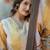 Floral Woven Design V-Neck Zari Work Straight Kurta With Trousers & Dupatta