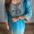 Sky blue chinon kurta pant set with real mirror work