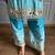 Sky blue chinon kurta pant set with real mirror work