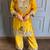 Yellow chinon kurta pant set with real mirror work