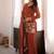 Rust embroidered kurti set with dupatta & pants