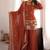 Rust embroidered kurti set with dupatta & pants