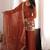 Rust embroidered kurti set with dupatta & pants