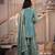Teal blue sindoori satin silk blend embroidered palazzo suit