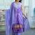 Abstract Printed V-Neck Pure Silk Kurta With Trousers & Dupatta
