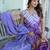 Abstract Printed V-Neck Pure Silk Kurta With Trousers & Dupatta