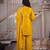 Yellow sindoori satin silk blend embroidered palazzo suit