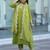 Women Bandhani Printed Empire Thread Work Kurta with Trousers & With Dupatta