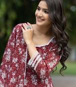 Women Floral Printed Empire Gotta Patti Kurta with Trousers & With Dupatta