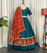  Embroidered Lehenga Choli Set- Full stitched free size