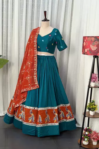  Embroidered Lehenga Choli Set- Full stitched free size