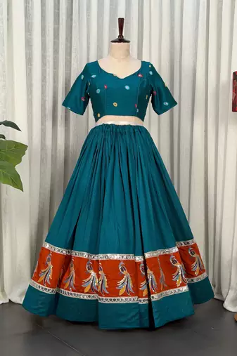  Embroidered Lehenga Choli Set- Full stitched free size