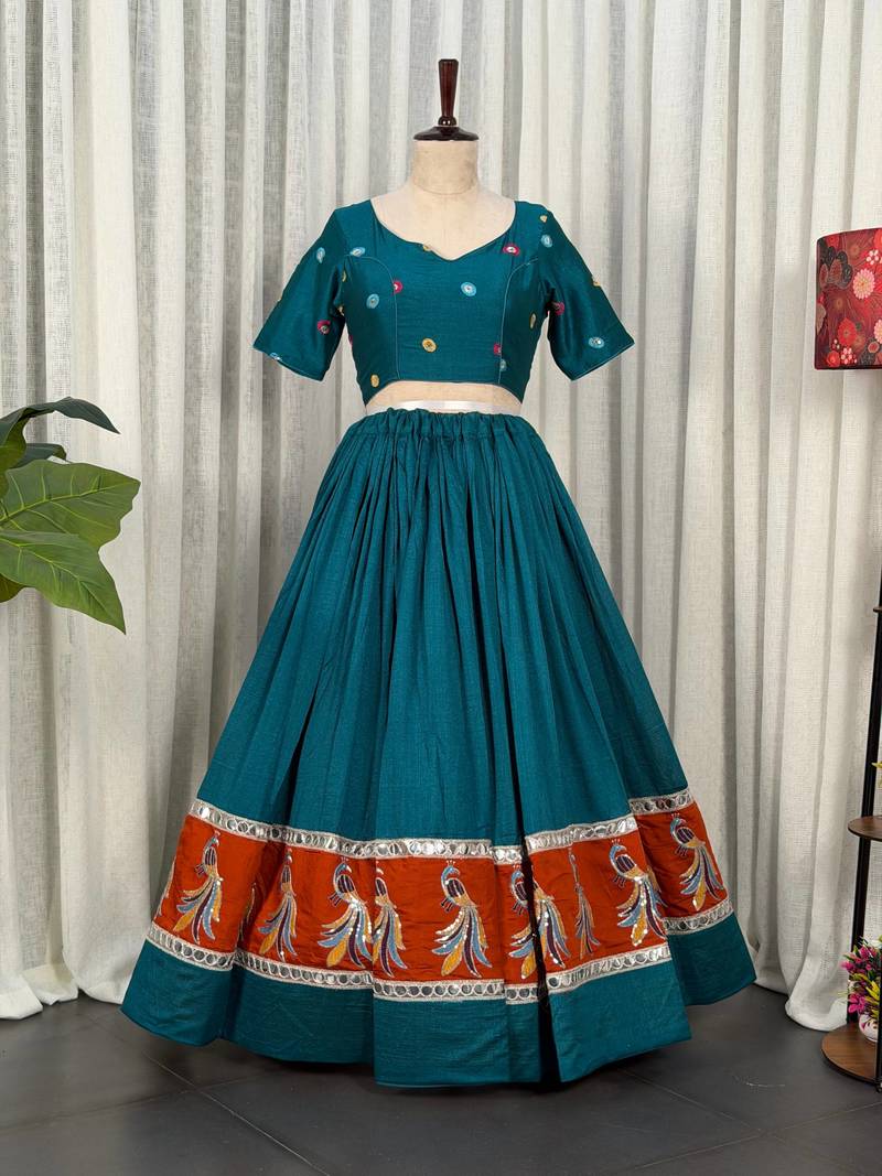  Embroidered Lehenga Choli Set- Full stitched free size